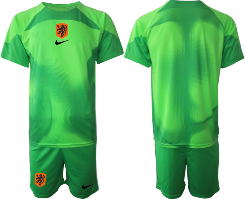 Men 2022 World Cup National Team Netherlands green goalkeeper blank Soccer Jersey